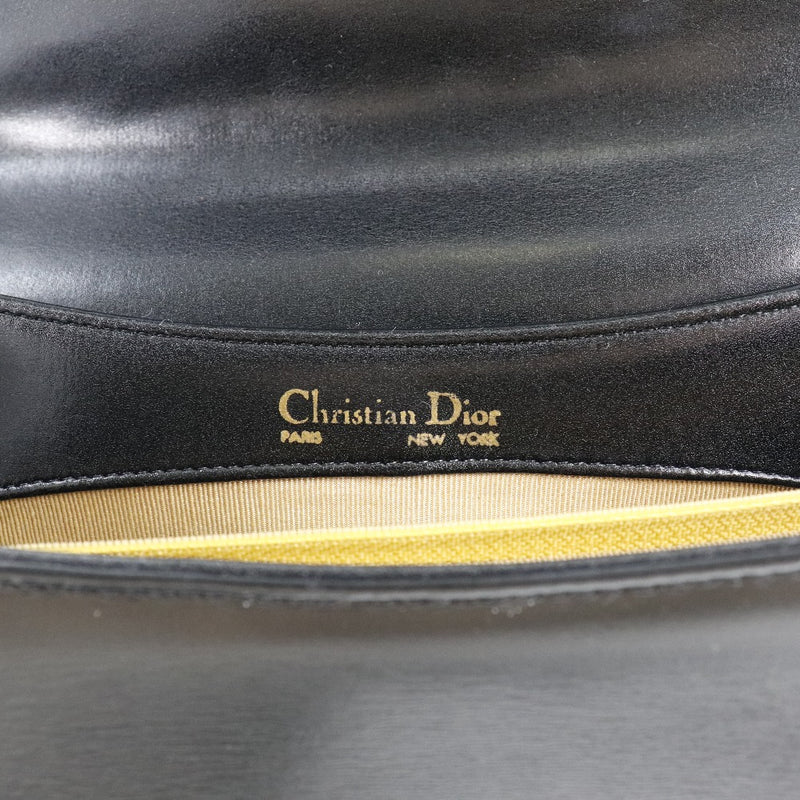 Vintage Christian Dior 2way Bag Tote Bag Shoulder Bag Black Color Leather