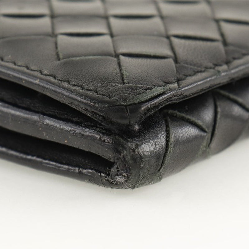 [BOTTEGAVENETA] Bottega Veneta Intrecciato 156819 Leather Black Unisex Long Wallet B-Rank
