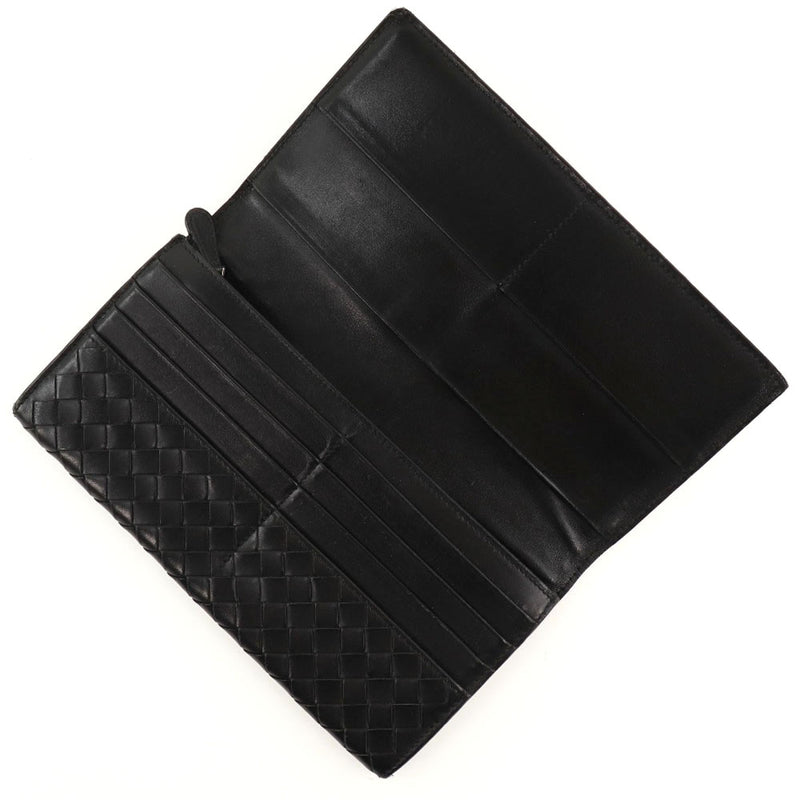[BOTTEGAVENETA] Bottega Veneta Intrecciato 156819 Leather Black Unisex Long Wallet B-Rank