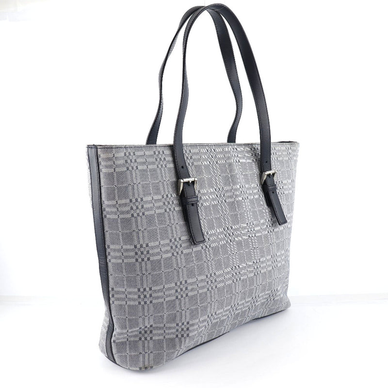 [Burberry] Burberry Cotton x Leather Gray Unisex Tote Bag