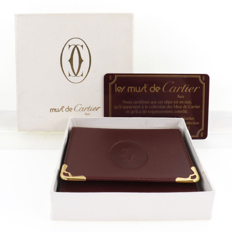 [Cartier] Cartier Mast Calf Bordeaux Unisex Coin Case A-Rank