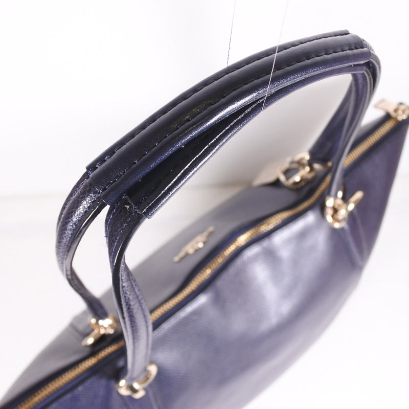[Coach] Coach logo F35808 leather navy blue ladies tote bag