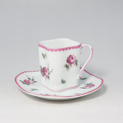 [RICHARD GINORI] Richard Ginori Antic Rose Square Demitas Cup & Sorcer Porcelain_ Tableware A-Rank
