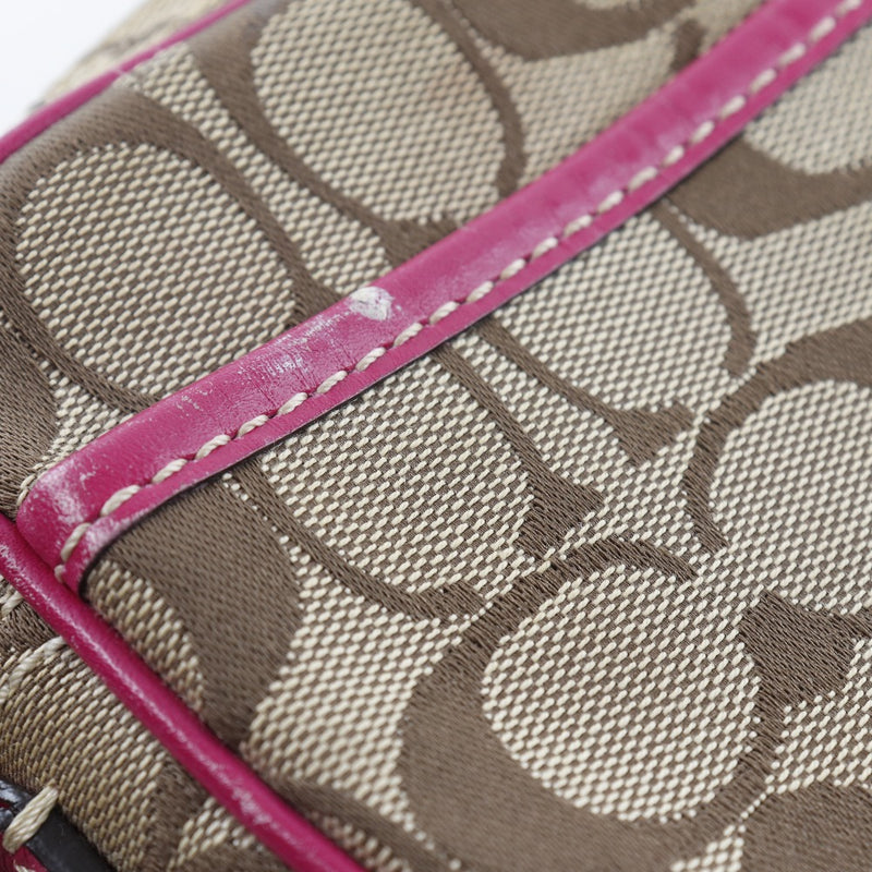 [Coach] Coach shoulder bag signature 10565 Leather pink diagonal zipper ladies
