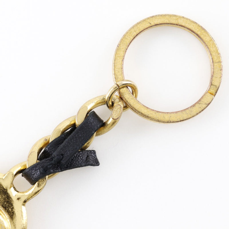 [Chanel] Chanel Key Ring Cocomark Gold Plating x Leather 95 Una cadena de llave de mujer grabada