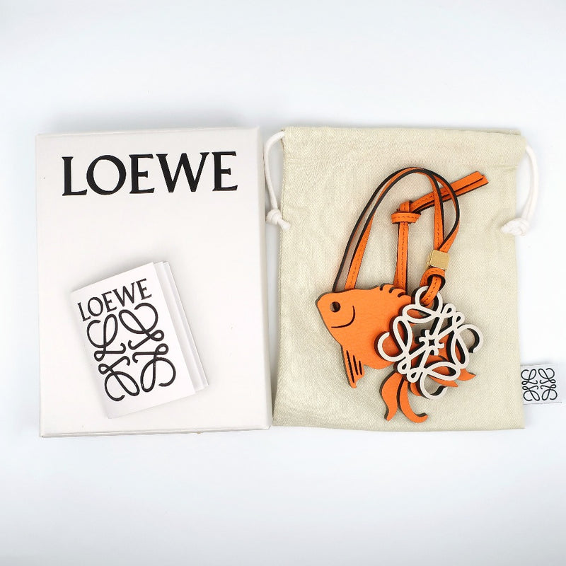 [Loewe] Loebe Fish Charm x Classic Becerro Orange/White Ladies Charm S Rank