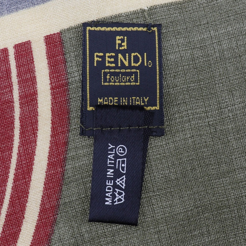 [FENDI] Fendi Shawl Zukka Pattern 1925 Wool x Silk Red/Tea Ladies Stall A Rank