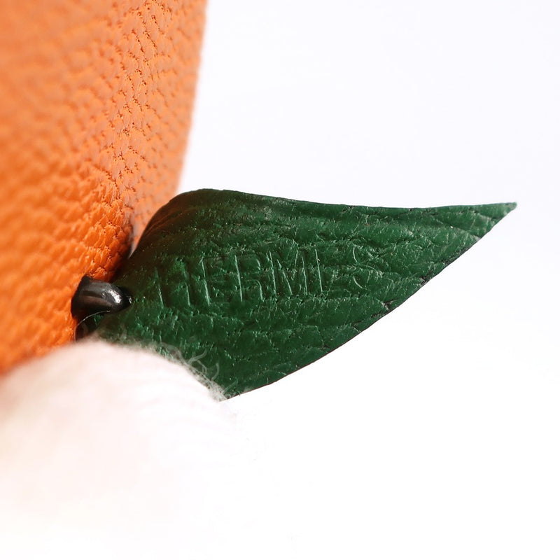 [HERMES] Hermes Fruit Motif Orange Leather x Silver 925 Orange/Green Ladies Charm