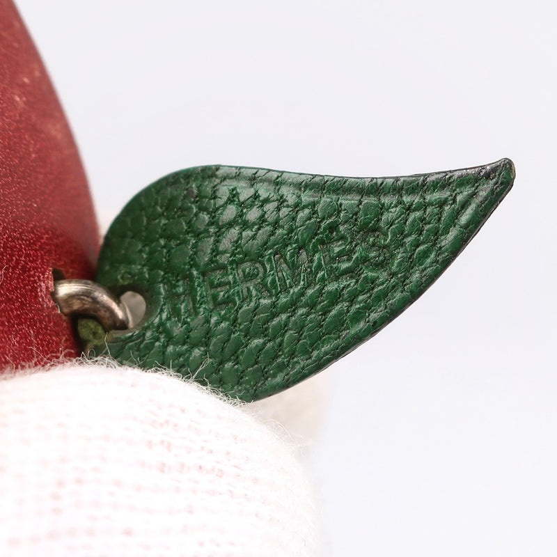 [HERMES] Hermes Fruit Motif Prunes Leather x Silver Red/Green Ladies Charm