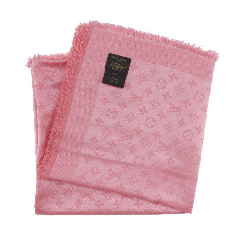 [Louis Vuitton] Louis Vuitton Shawl Monogram M75241丝绸X羊毛Collai Pink Ladies Stall A等级