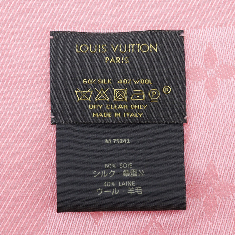 [Louis Vuitton] Louis Vuitton Shawl Monogram M75241丝绸X羊毛Collai Pink Ladies Stall A等级