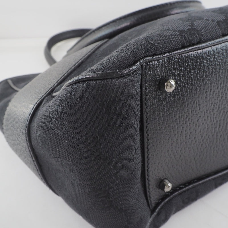 GUCCI] Gucci 113011 GG Canvas x Leather Black Unisex Tote Bag A