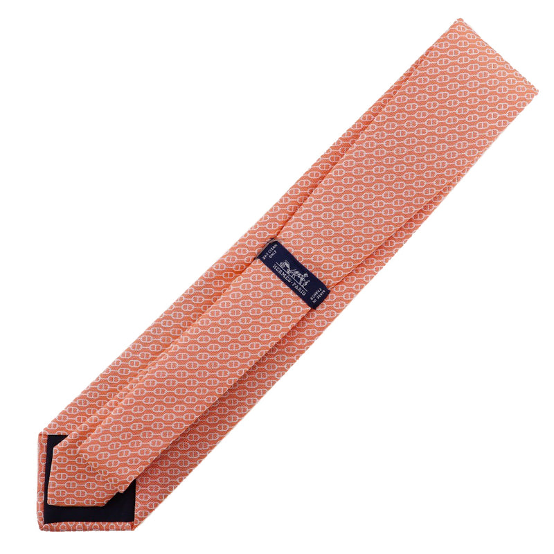 [HERMES] Hermes Saint-Tropez Chaine Pattern 659144T Silk Orange Men's Necktie A+ Rank