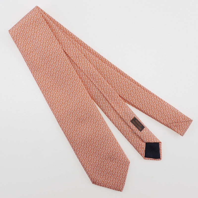 [HERMES] Hermes Saint-Tropez Chaine Pattern 659144T Silk Orange Men's Necktie A+ Rank