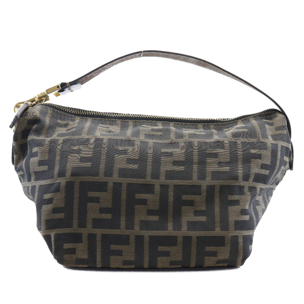 ⁇ FENDI ⁇  Bolsa de tela de nylon bolsa de lona de zucca de fendi  ⁇  bolso de cuero de té para mujer