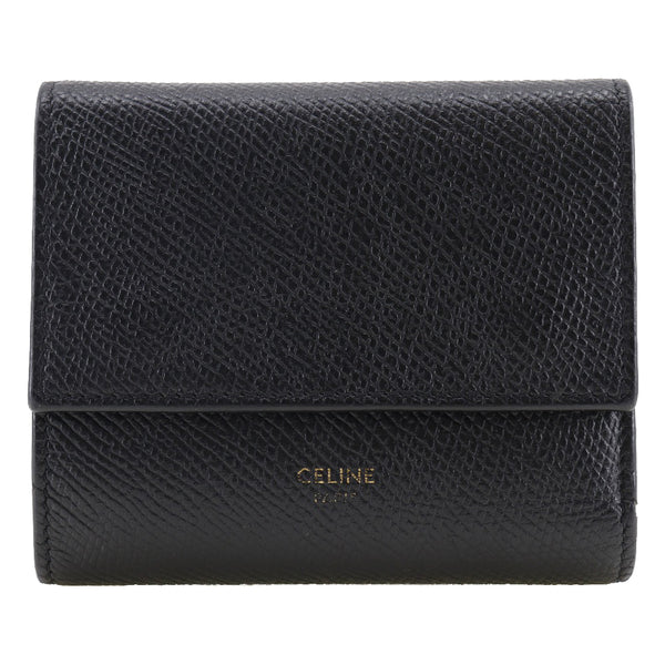 [CELINE] Celine Small Trifold Wallet 10B573BEL.38NO Grain Calf Leather Black Ladies Trifold Wallet