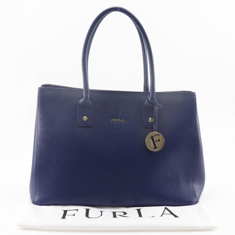 Furla Lynda Logo Charm G6451 cuero azul para mujer bolsa de acolchada