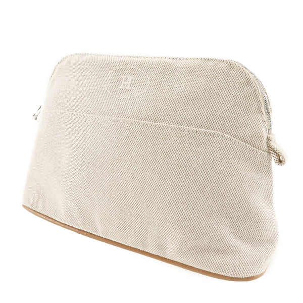 [HERMES] Hermes Boled Pouch 25 Pouch Cotton White Fastener BOLIDE POUCH 25 Unisex