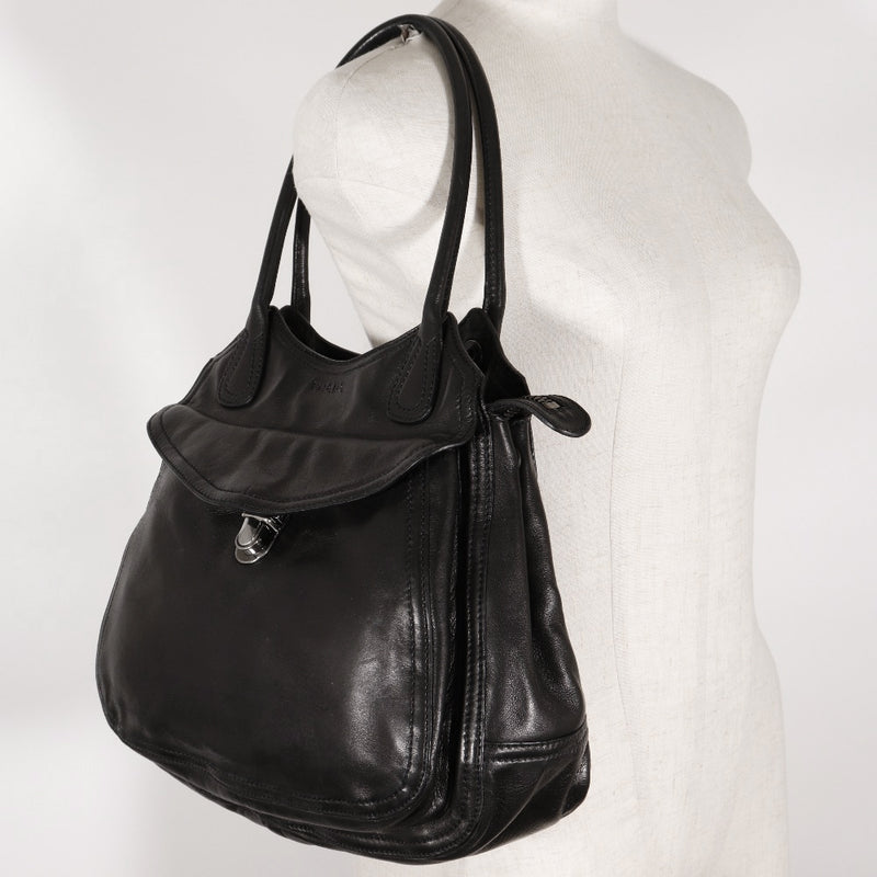 [PRADA] Prada Shoulder Bag BR1407 Leather NERO Black Shoulder A5 Fastener Ladies