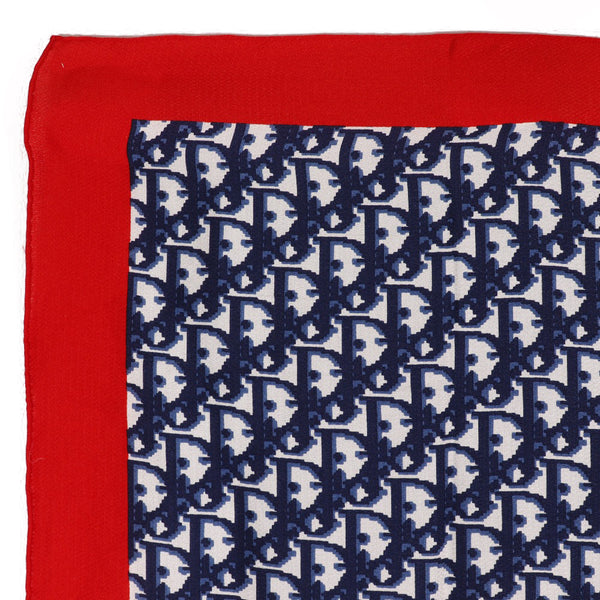 【Dior】ディオール
 トロッター柄 スカーフ
 シルク 紺/赤 Trotter pattern レディースAランク