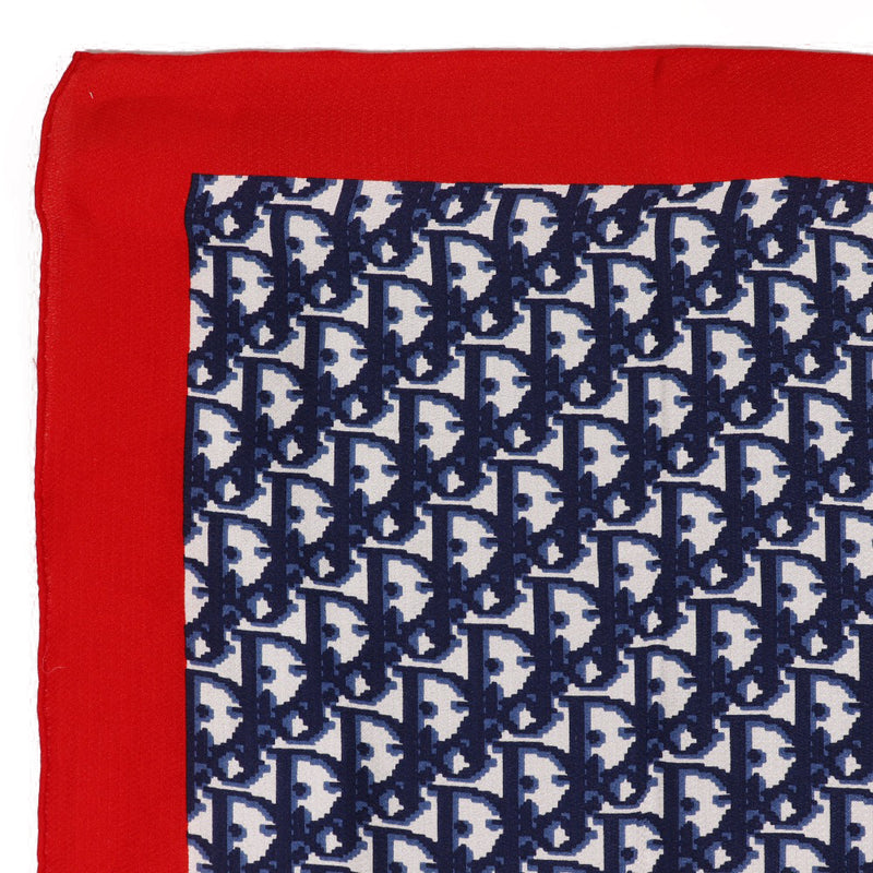 [DIOR] Dior Trotter Pattern Scarf Silk Navy/Red Trotter Pattern Ladies A Rank