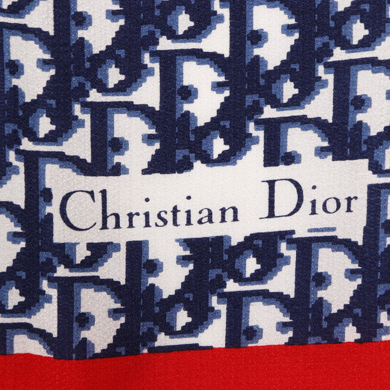 [Dior] Dior Trotter Patrón de bufanda seda marina/patrón de trote rojo Damas un rango