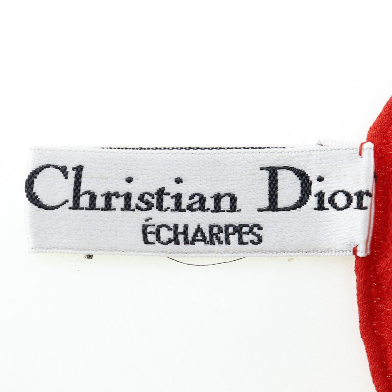 【Dior】ディオール
 トロッター柄 スカーフ
 シルク 紺/赤 Trotter pattern レディースAランク