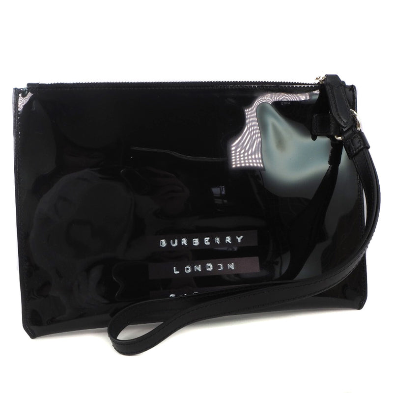 [Burberry] Burberry Pouch WHY ME? 8020739 Patent Leather Black Ladies Clutch Bag A Rank
