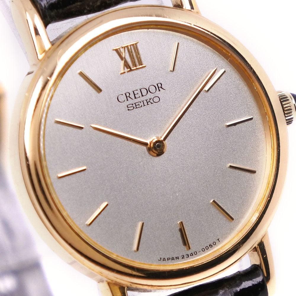 Seiko] Seiko Credor 2340-0030 K18 Yellow Gold x Leather Gold Quartz A –  KYOTO NISHIKINO