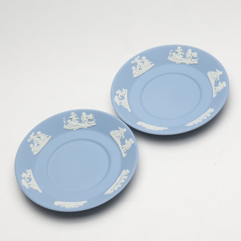 【Wedgwood】ウェッジウッド
 ジャスパー デミタスカップ＆ソーサー×2 ライトブルー _ 食器
Sランク