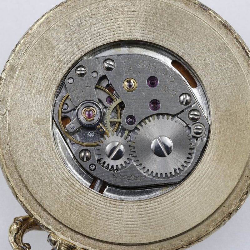 【SEIKO】セイコー
 懐中時計
 cal.21D 金メッキ ゴールド 手巻き シルバー 文字盤 ユニセックス