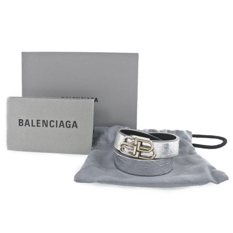 [Balenciaga] Balenciaga 5961750xsk38106s Pulsera de damas plateadas de cuero A-Rank