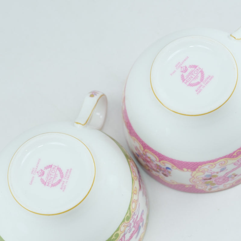 【Minton】ミントン
 コカトリス グリーン＆ピンク 食器
 (COCKATRICE) カップ＆ソーサー×2 陶器 Cockatrice Green & Pink _Sランク