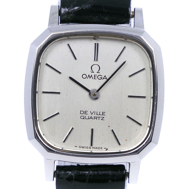 【OMEGA】オメガ
 デビル/デヴィル ステンレススチール×レザー クオーツ アナログ表示 レディース シルバー文字盤 腕時計