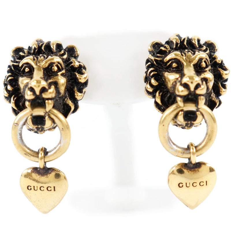 GUCCI】グッチ ライオンヘッド＆ハート 645627I4600 金メッキ