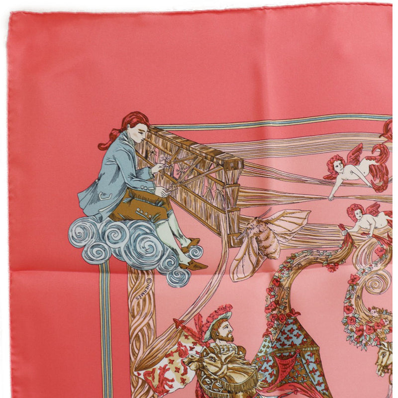 極美品 エルメス シルクスカーフ 絹糸の赴くままに ピンク ヴィンテージ 春色レディース