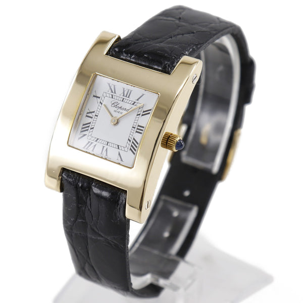 【Chopard】ショパール
 腕時計
 12/7405 K18イエローゴールド×レザー 黒 クオーツ アナログ表示 白文字盤 メンズ