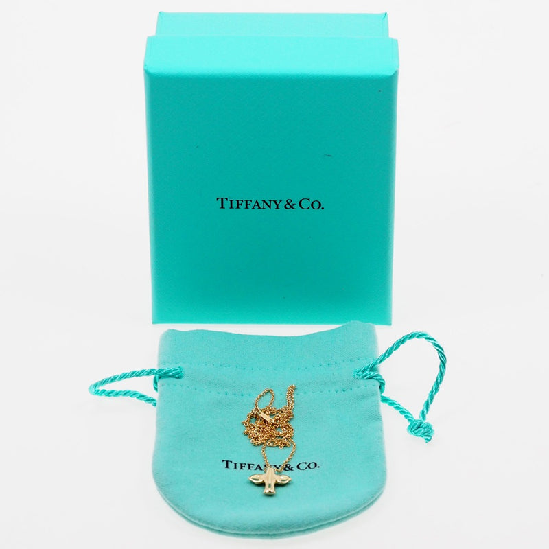 [TIFFANY & CO.] Tiffany Bird Cross Elsa Peletti K18 Yellow Gold Ladies Necklace A+Rank