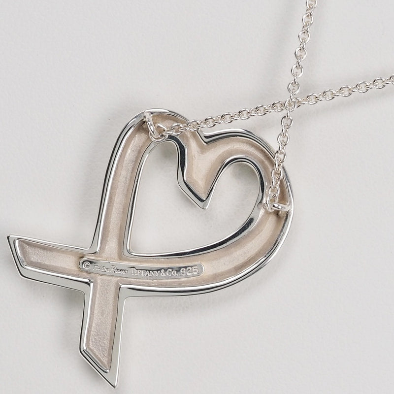 [TIFFANY & CO.] Tiffany Rubbing Heart Paloma / Picasso Large Size Silver 925 Ladies Necklace A Rank