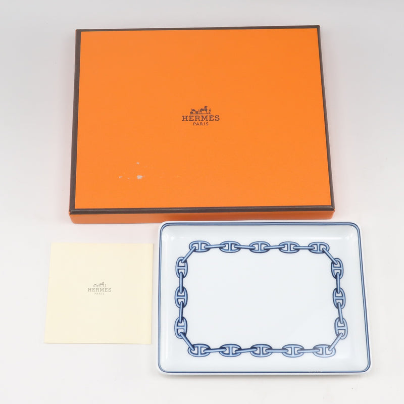 【HERMES】エルメス, シェーヌダンクル 食器, スクエア プレート ポーセリン Chaine d’Ancre _Sランク