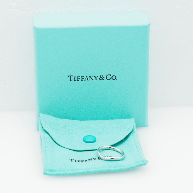[Tiffany & Co.] Tiffany 곡선 밴드 9p 2mm PT950 플래티넘 X 다이아몬드 No. 7 레이디 링 / 링 A+순위