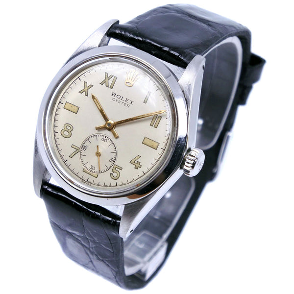 【ROLEX】ロレックス
 腕時計
 オイスター cal.1225 6426 ステンレススチール 黒 手巻き アナログ表示 白文字盤 メンズB-ランク