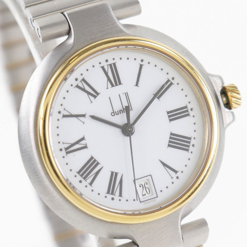 【Dunhill】ダンヒル
 ミレニアム デイト ステンレススチール シルバー クオーツ アナログ表示 メンズ 白文字盤 腕時計