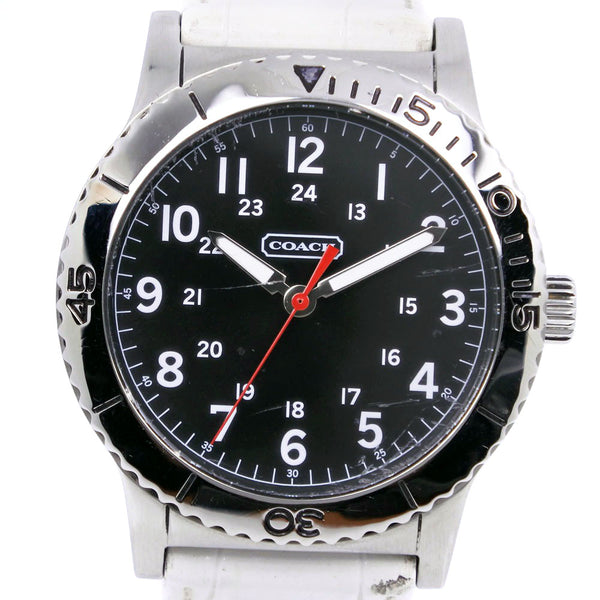 【COACH】コーチ
 腕時計
 CA.70.2.14.0711 ステンレススチール×レザー 白 クオーツ アナログ表示 黒文字盤 メンズ