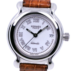 [HERMES] Hermes Caper KP1.210 Stainless steel x Leather tea automatic winding ladies white dial A-rank