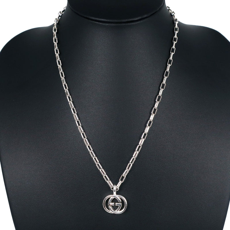 GUCCI] Gucci GG logo motif silver 925 ladies necklace A+rank 