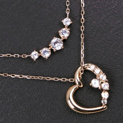 [4 ° C] Yeong Sea Canal 4 ° C Heart & Rhinestone Set of 2 152114621001 Silver 925 Pink Gold Ladies Necklace A Rank