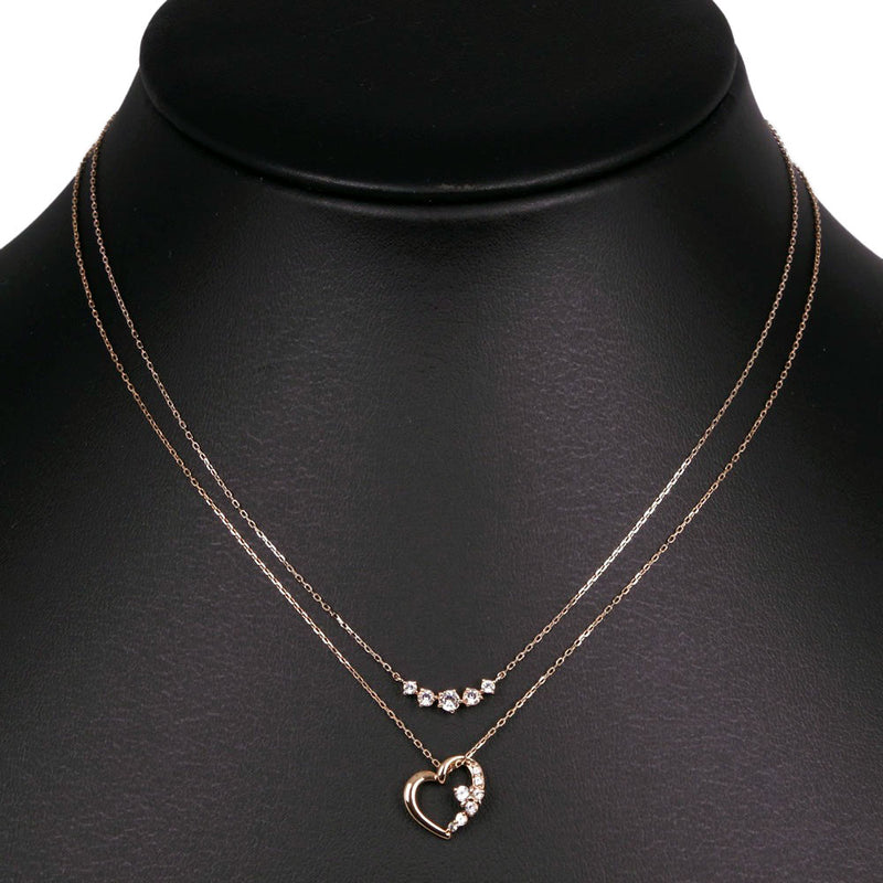 [4 ° C] Yeong Sea Canal 4 ° C 심장 및 모조 다이아몬드 2 152114621001 Silver 925 Pink Gold Ladies Necklace A Rank