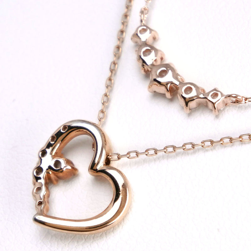 [4 ° C] Yeong Sea Canal 4 ° C Heart & Rhinestone Set of 2 152114621001 Silver 925 Pink Gold Ladies Necklace A Rank