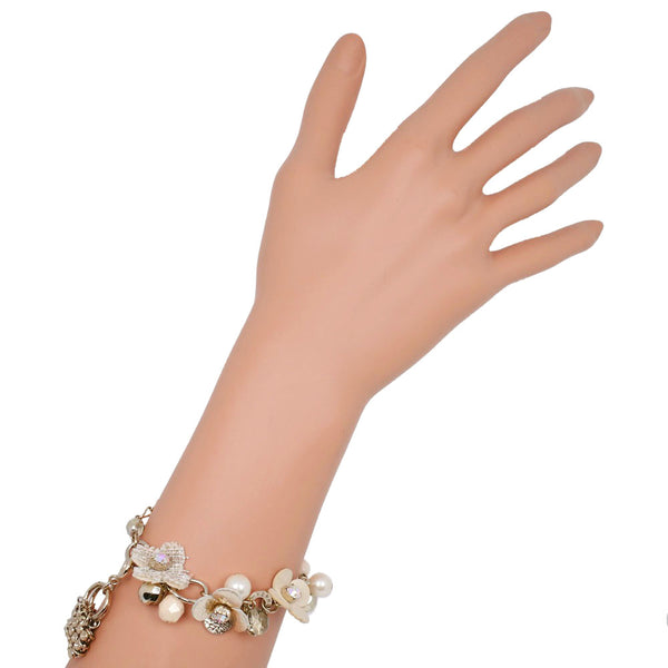 [Anteprima] Anteprima Flower Bag Charm Metal x Rhinestone Silver Ladies Bracelet